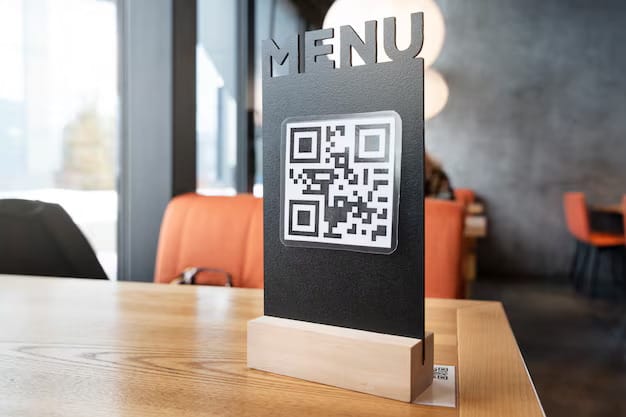Menuflow QR code table stand on a restaurant table